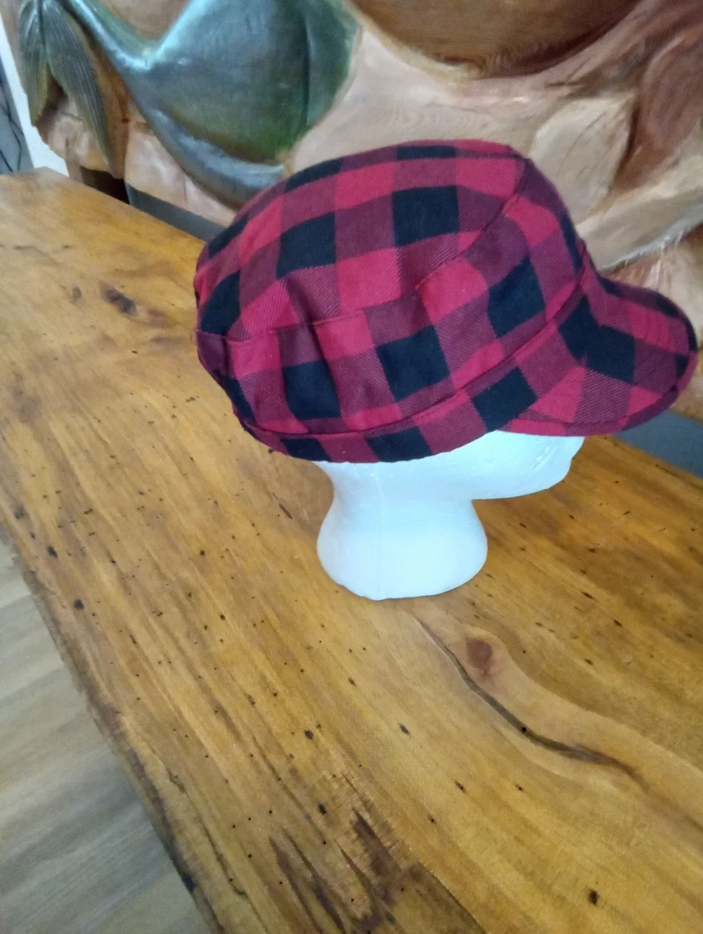 Red and Black Buffalo Plaid Cadet Cap